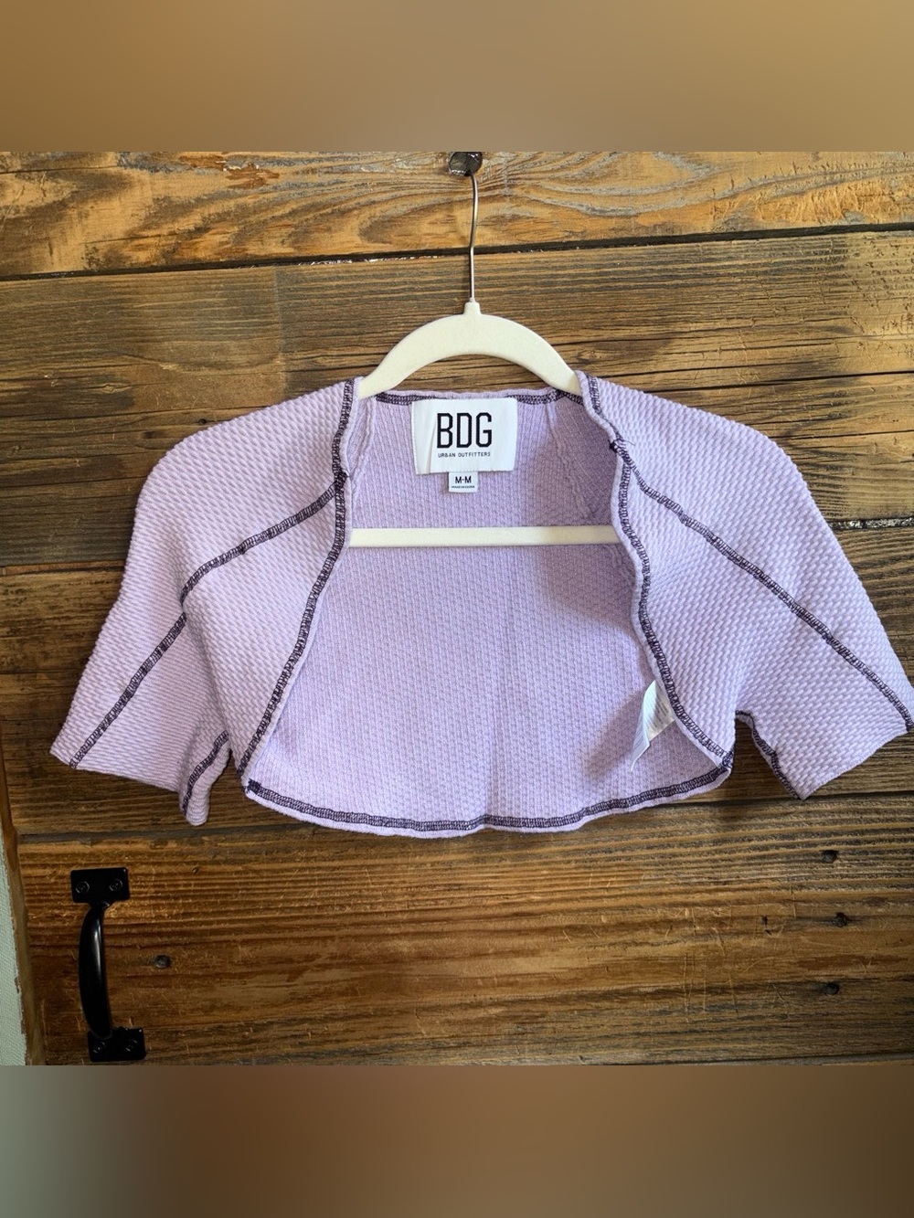 BDG Lavender Waffle Knit Cropped Cardigan